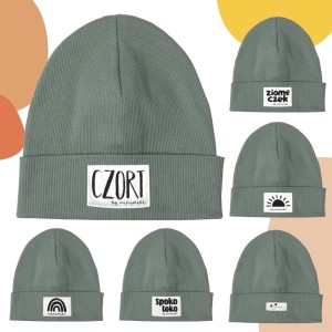 Szałwia czapka prążkowana beanie - Czort, Ziomeczek i inne metki 