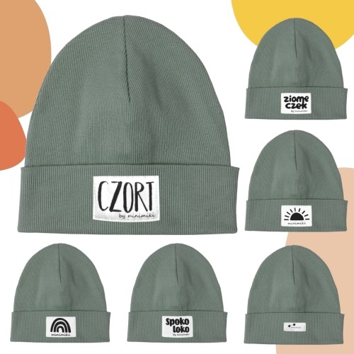 Szałwia czapka prążkowana beanie - Czort, Ziomeczek i inne metki 