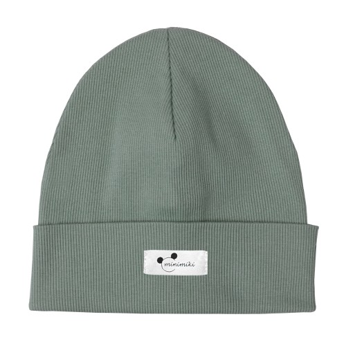 Dziecięca czapka prążkowana wywijana beanie Minimiki szałwia