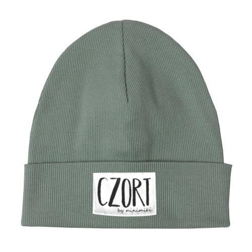 Dziecięca czapka prążkowana wywijana beanie Minimiki szałwia Czort