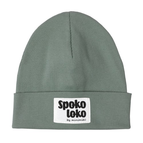 Dziecięca czapka prążkowana wywijana beanie Minimiki szałwia spoko loko