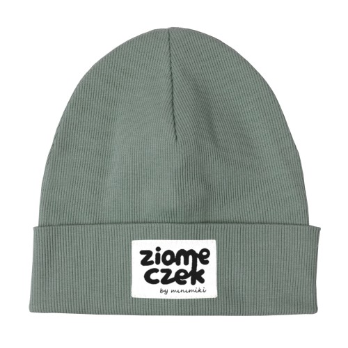 Dziecięca czapka prążkowana wywijana beanie Minimiki szałwia ziomeczek