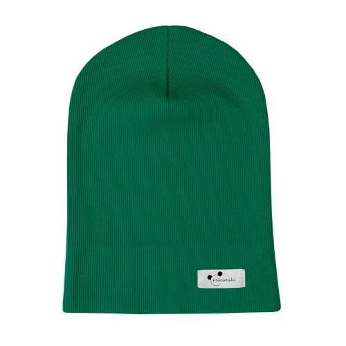 Cienka czapka dziecięca Minimiki butelkowa zieleń Logo