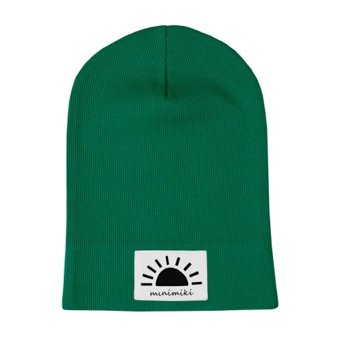 Cienka czapka dziecięca Minimiki butelkowa zieleń Słońce
