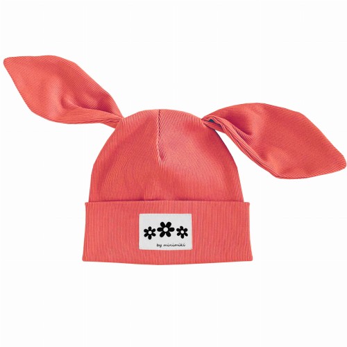 Summer Coral czapka z uszkami BiBi Minimiki kwiatki