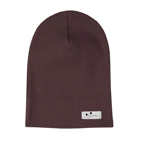 Cienka czapka dziecięca Minimiki czekolada Logo