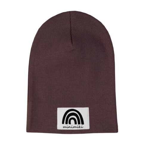 Cienka czapka dziecięca Minimiki czekolada Tęcza