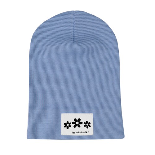Cienka czapka dziecięca Minimiki vintage blue kwiatki