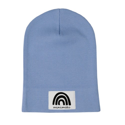 Cienka czapka dziecięca Minimiki vintage blue tęcza