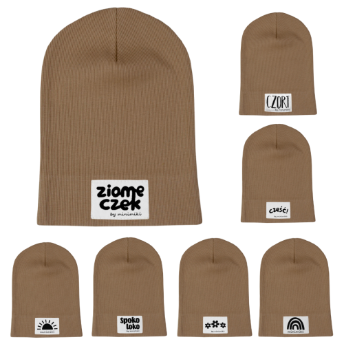 Cienka czapka prążkowana dziecięca Minimiki nugat