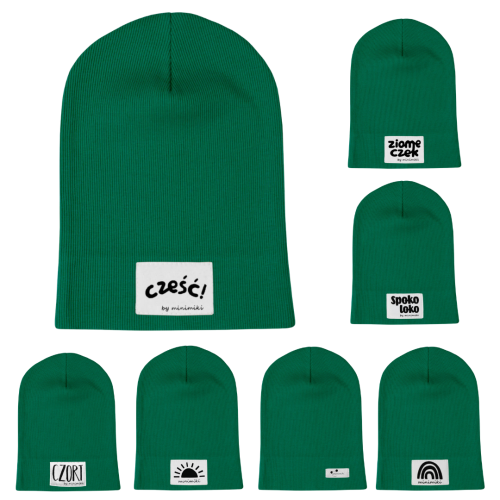 Cienka czapka prążkowana butelkowa zieleń Minimiki