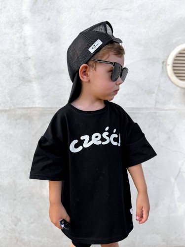 Koszulka oversize Cześć czarna 