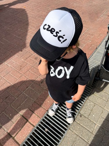 Koszulka dziecięca oversize Minimiki Boy czarna