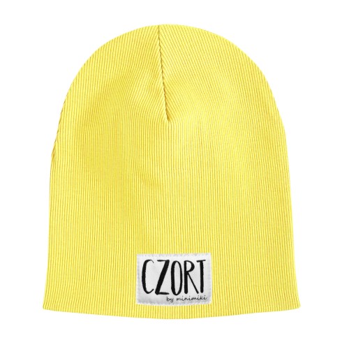 Czapka prążkowana podwójna dziecięca Minimiki banan Czort