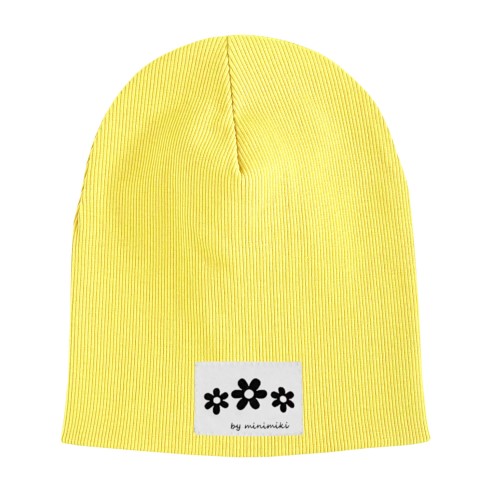 Czapka prążkowana podwójna dziecięca Minimiki banan Kwiatki