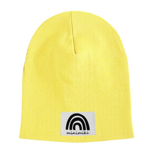 Czapka prążkowana podwójna dziecięca Minimiki banan Tęcza