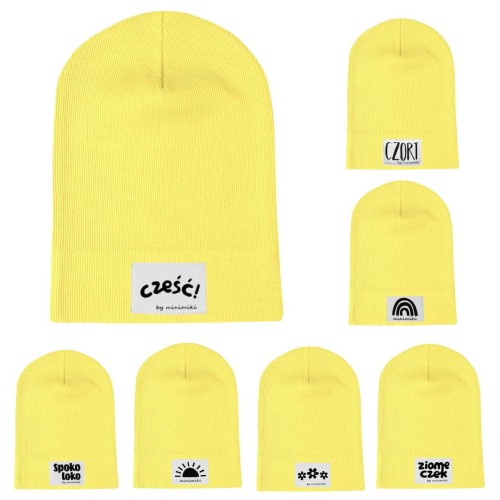 Cienka czapka prążkowana Minimiki bananowa