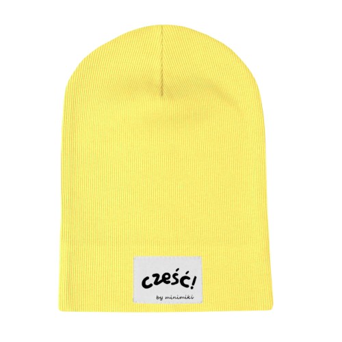 Cienka czapka prążkowana dziecięca Minimiki banan Cześć