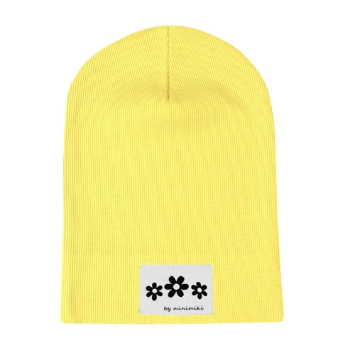 Cienka czapka prążkowana dziecięca Minimiki banan Kwiatki