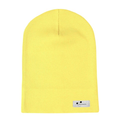 Cienka czapka prążkowana dziecięca Minimiki banan Logo