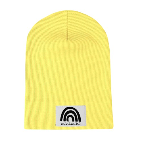 Cienka czapka prążkowana dziecięca Minimiki banan Tęcza