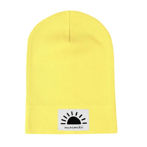 Cienka czapka prążkowana dziecięca Minimiki banan Zachód Słońca