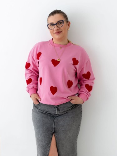 Bluza damska różowa w serca Minimiki
