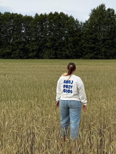 Bluza damska oversize Ahoj Przygodo złamana biel 