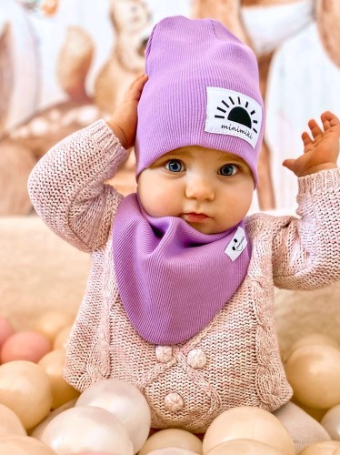 Cienka czapka prążkowana Minimiki krokus