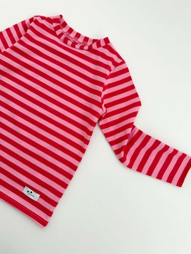 Longsleeve w paski pink red Minimiki