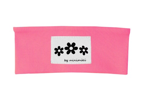 Candy pink opaska dziecieca prążkowana Minimiki Kwiatki