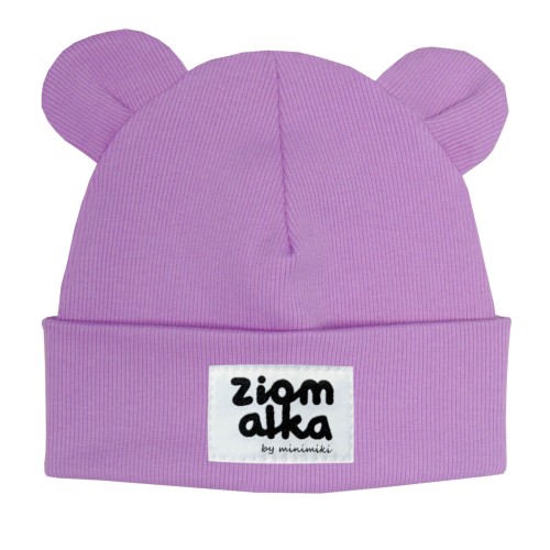 Czapka prążek beanie z uszkami Minimiki krokus ziomalka
