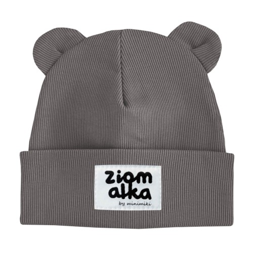 Czapka prążek beanie z uszkami Minimiki stone ziomalka
