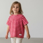 Koszulka oversize w paski candy pink - red