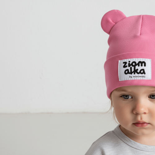 Czapka prążek candy pink
