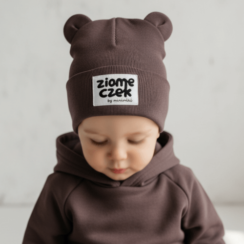 Czekolada czapka prążkowana beanie z uszkami - Czort, Ziomeczek i inne metki