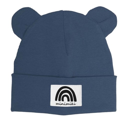 Czapka beanie dziecięca z uszami Minimiki Tęcza
