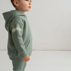 Bluza dziecięca oversize z kapturem szałwia