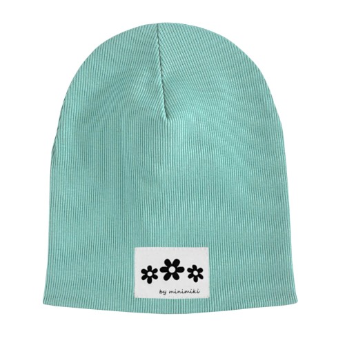 Podwójna czapka na jesien i wiosnę Minimiki aqua z metką Kwiatki