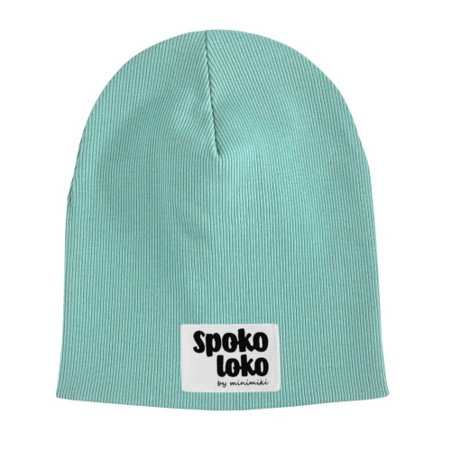 Podwójna czapka na jesien i wiosnę Minimiki aqua z metką Spoko Loko