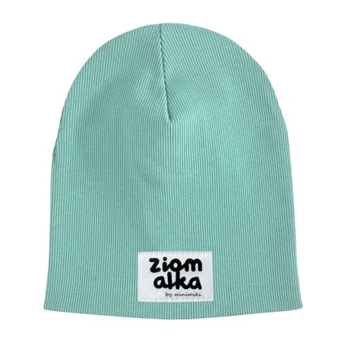 Podwójna czapka na jesien i wiosnę Minimiki aqua z metką Ziomalka