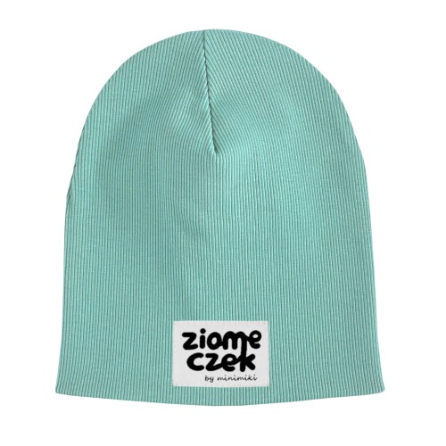 Podwójna czapka na jesien i wiosnę Minimiki aqua z metką Ziomeczek