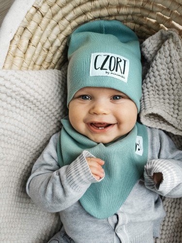 Czapka podwójna i apaszka aqua