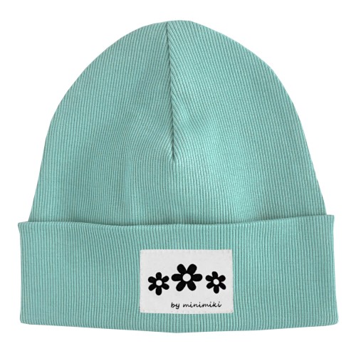 Czapka beanie Minimiki aqua z metką Kwiatkki