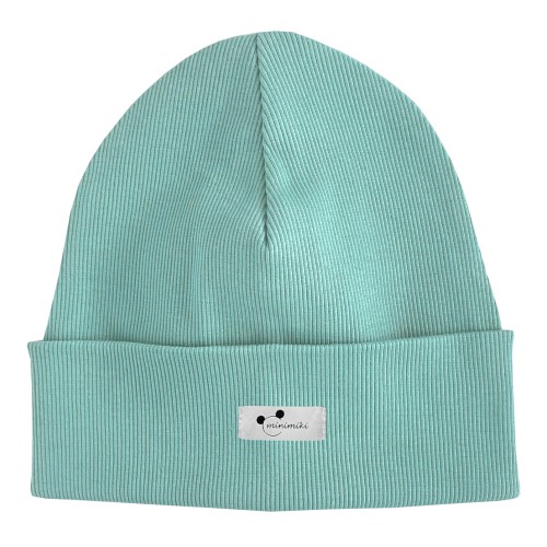Czapka beanie Minimiki aqua z metką z logo