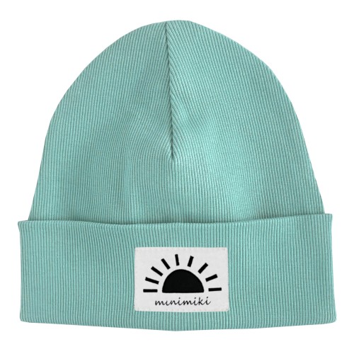 Czapka beanie Minimiki aqua z metką Zachód Słońca