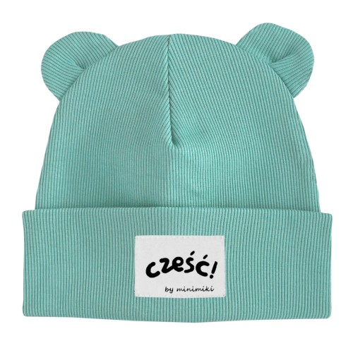 Czapka beanie z uszkami Minimiki z metką Cześć