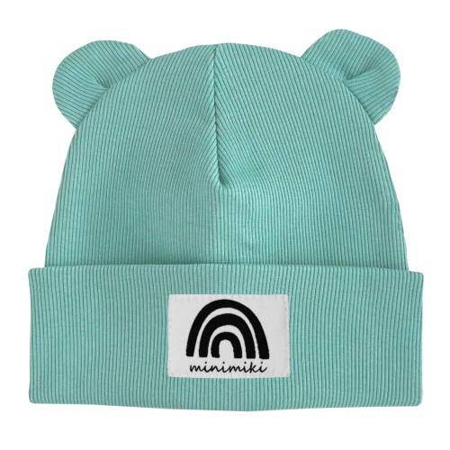 Czapka beanie z uszkami Minimiki z metką Tęcza