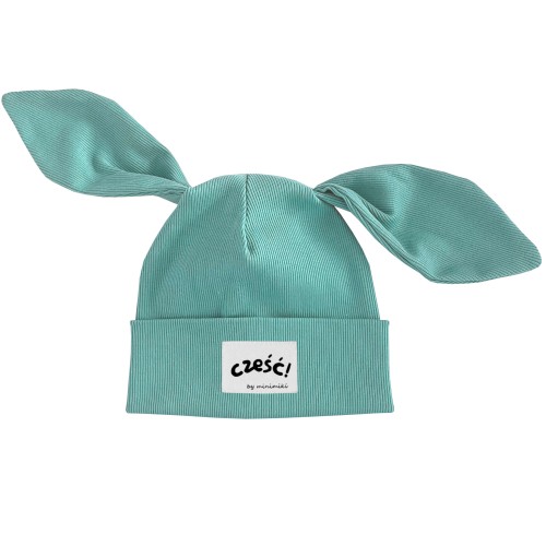 Czapka prążkowana z uszami BiBi Minimiki aqua z metką Cześć