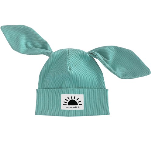 Czapka prążkowana z uszami BiBi Minimiki aqua z metką Zachód Słonca